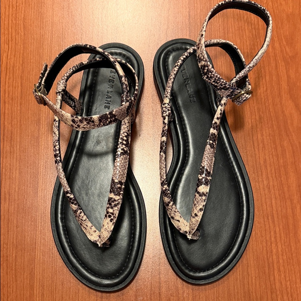 Everlane Snakeskin Sandals with Black Base